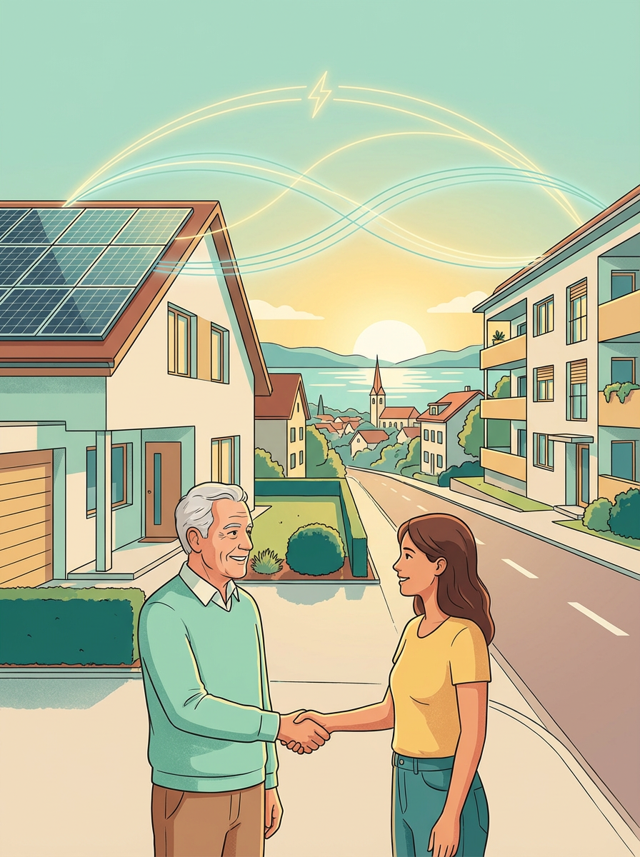 Schema zum Vergleich von ZEV und LEG (Zusammenschluss zum Eigenverbrauch und Lokale Elektrizitätsgemeinschaft)